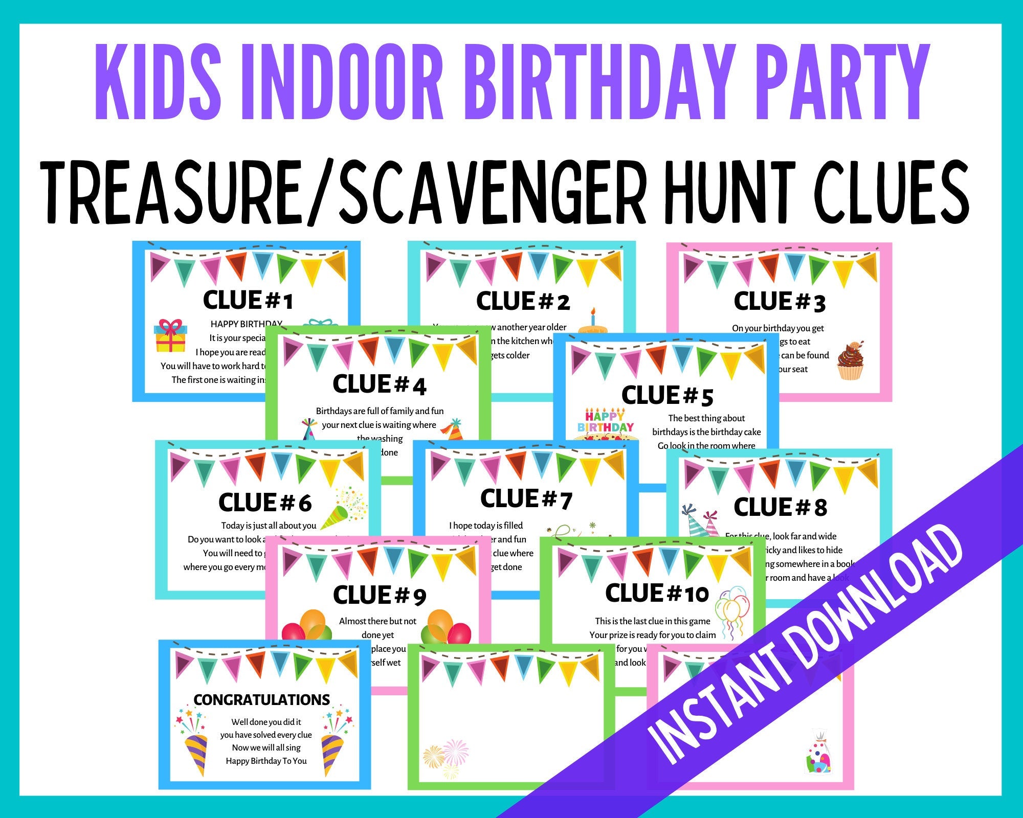 Indoor Birthday Treasure Hunt Clues – LittleHaloJ